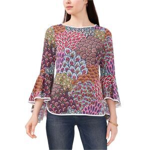 SAM AND JESS Womens Bell Sleeve Knit Blouse, Multicoloured, NWT